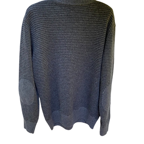 Lorenzo Magni Italy Wool Sweater Size Large Light & Dark Gray Stripes Crew Neck - Picture 6 of 12